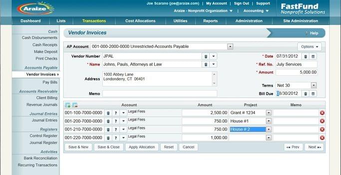 screenshot of FastFund Software Suite